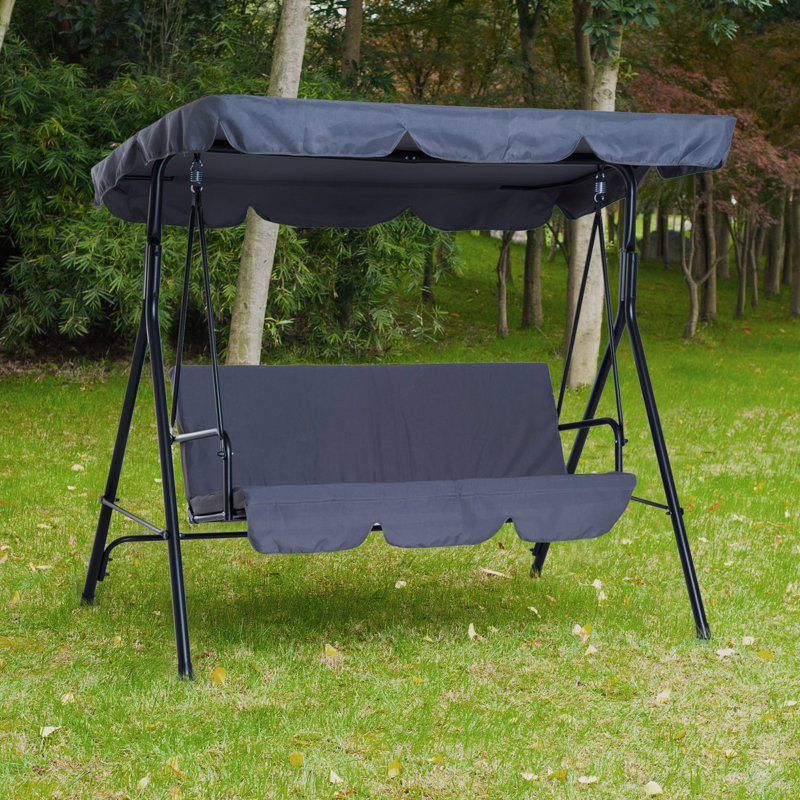 Freeport Park® Higham Steel Fabric Outdoor Canopy Porch Swing with Stand & Reviews Wayfair